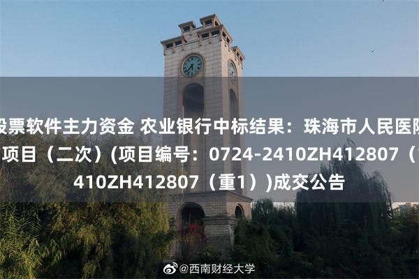 股票软件主力资金 农业银行中标结果：珠海市人民医院北二区银医合作项目（二次）(项目编号：0724-2410ZH412807（重1）)成交公告