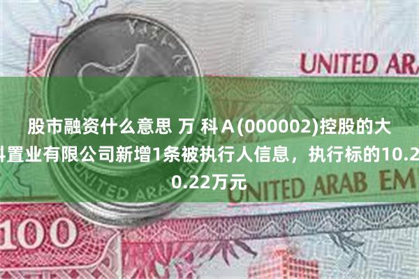 股市融资什么意思 万 科Ａ(000002)控股的大连万科置业有限公司新增1条被执行人信息，执行标的10.22万元