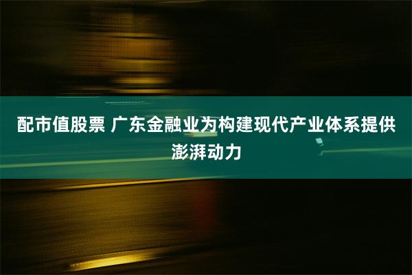 配市值股票 广东金融业为构建现代产业体系提供澎湃动力