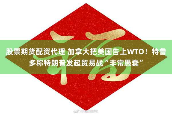 股票期货配资代理 加拿大把美国告上WTO！特鲁多称特朗普发起贸易战“非常愚蠢”